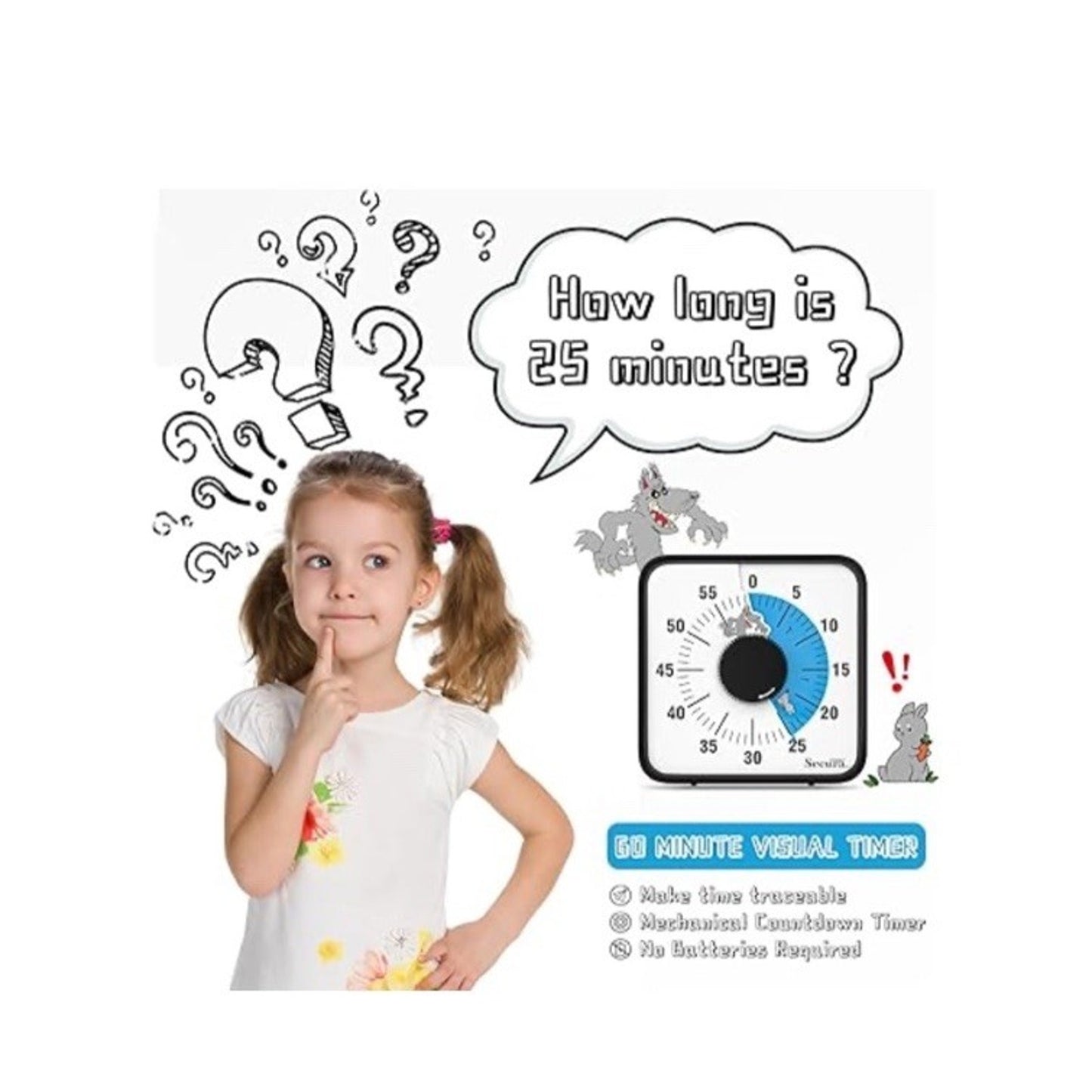 🔥Secura 60-Minute Visual Countdown Timer 7.5" Oversize Visual Timer BNWT🔥