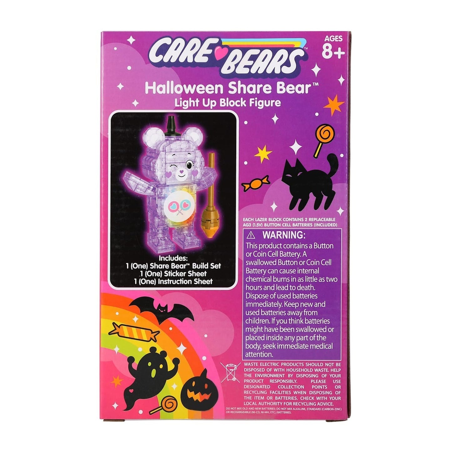🔥Care Bears Halloween Share Bear Light Up Block Figure BNWT🔥
