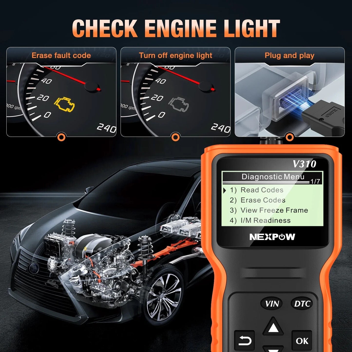 🔥Nexpow Car OBD2 Scanner Code Reader Check Engine Code Readers I/M Reading 💥