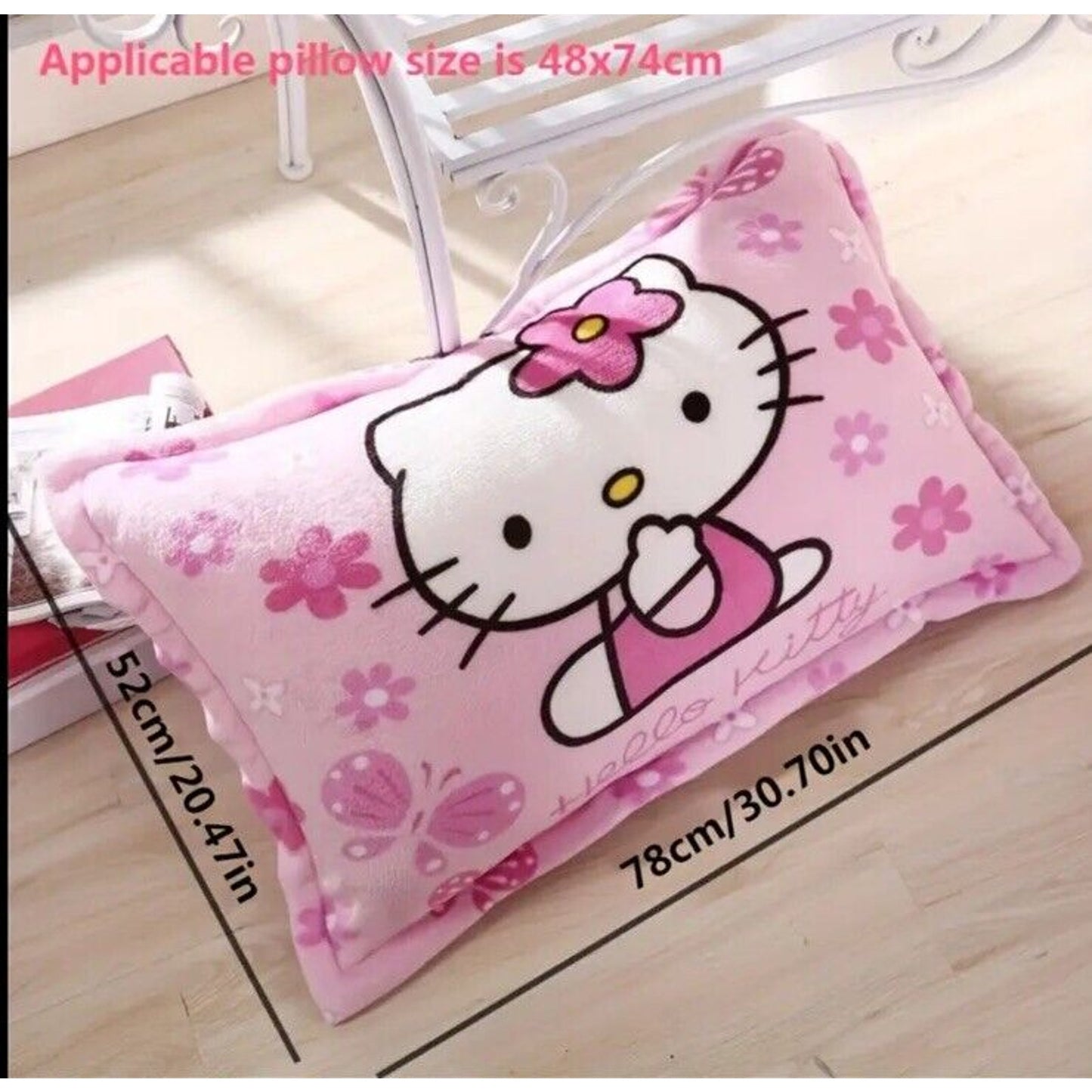 🔥Sanrio Hello Kitty Pink Plush Fleece 30”x20” Pillow Case Easter Gift BNWT🔥