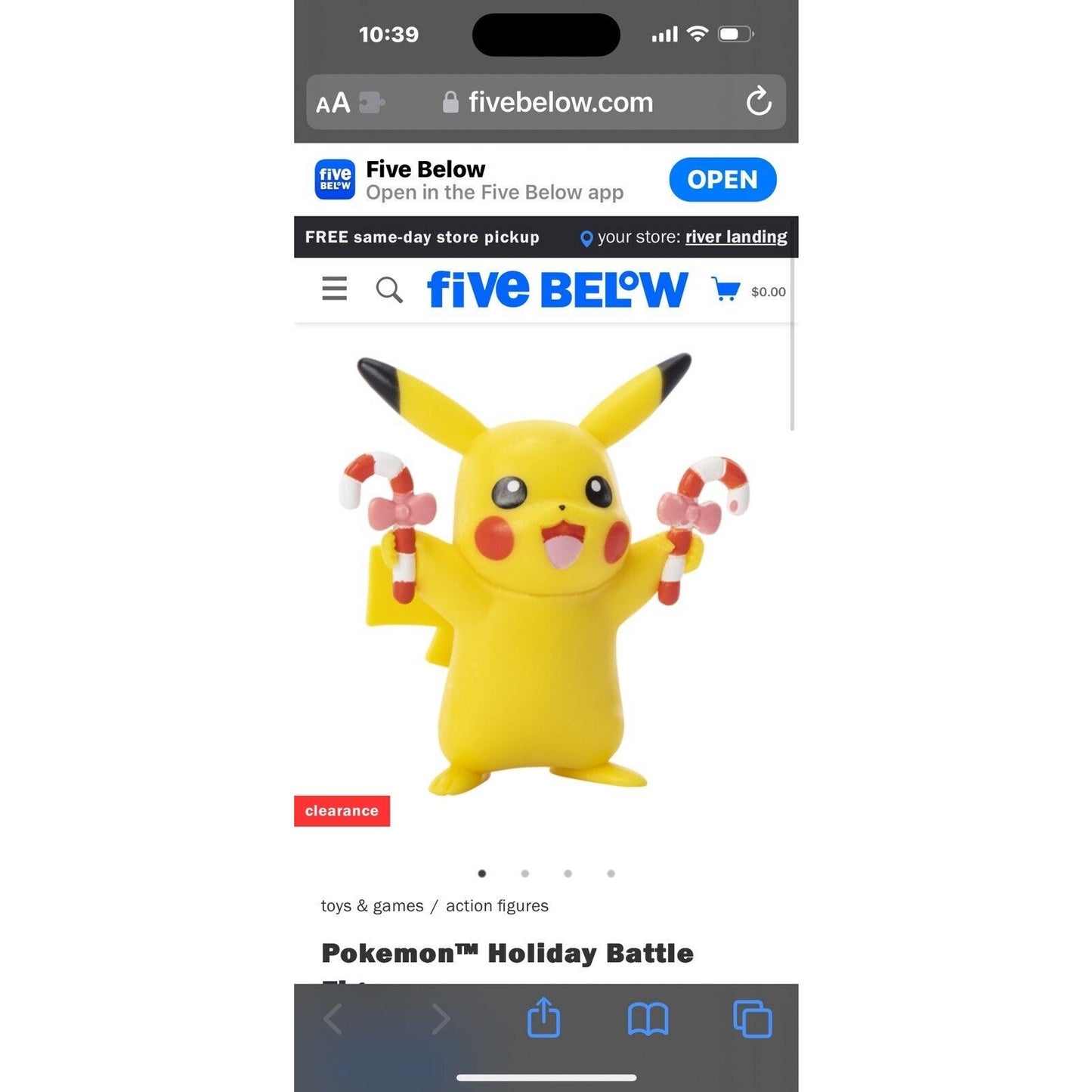 🔥Jazwares Pokemon Battle Figure Set of 4 Holiday Edition Christmas Pikachu🔥