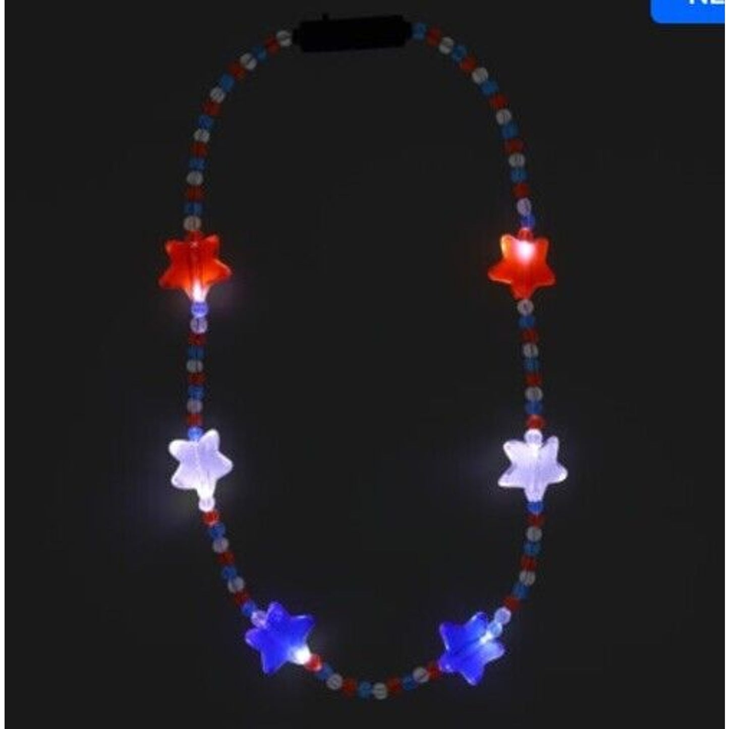 🔥Patriotic 4th Of July Party Light-Up Star Necklace 16” BNWT🔥