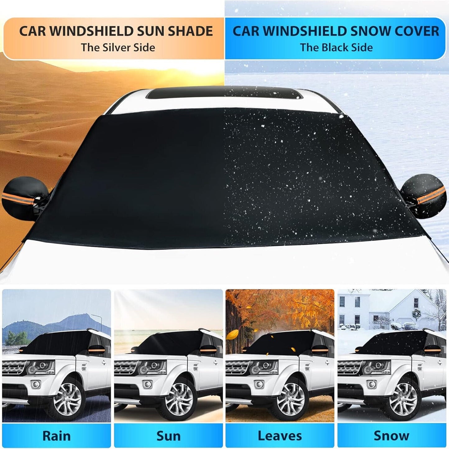 🔥Magnetic Waterproof Windshield Snow/Ice Cover with Mirror Covers 80x50 BNWT💥