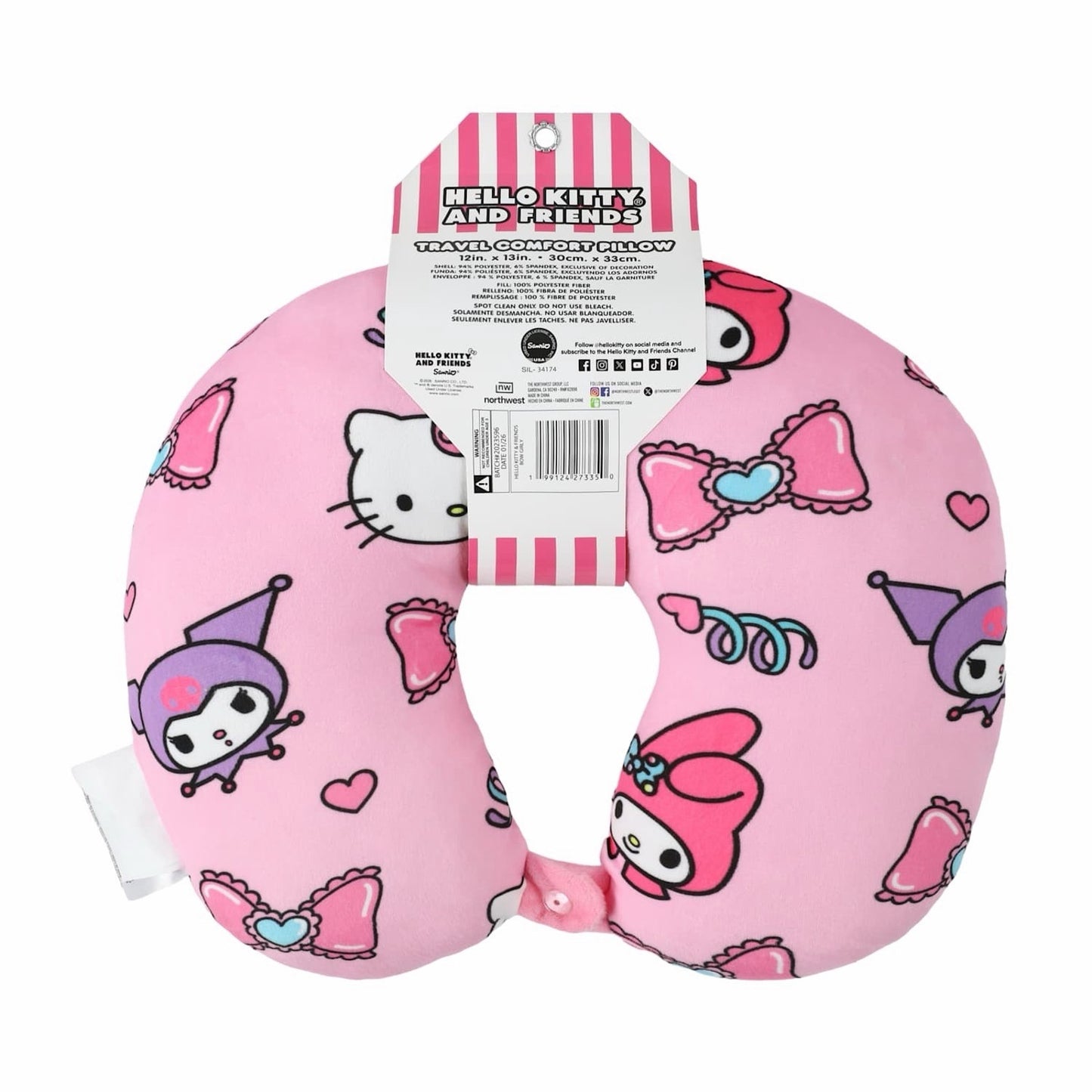 🔥Sanrio Hello Kitty Neck Travel Sleep Pillow 12” x 13” BNWT🔥