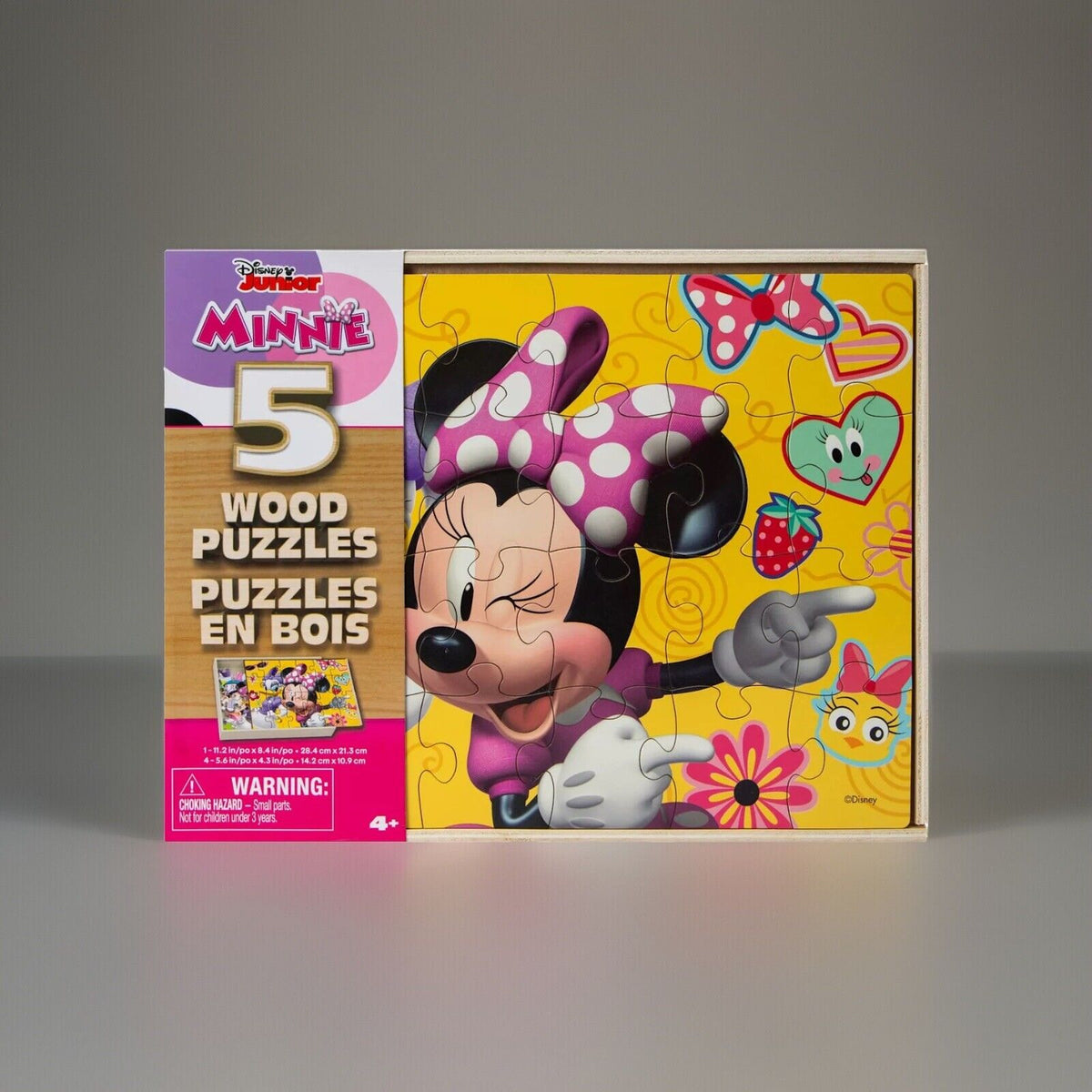 🔥Disney Junior Minnie Mouse Puzzle Set of 5 Wood Puzzles 4 - 8 pc & 1 - 24 pc💥