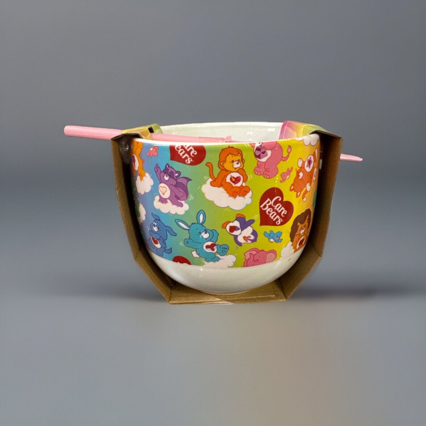 🔥Care Bears Ramen Bundle Ceramic with Chopsticks & Spoon BNWT🔥