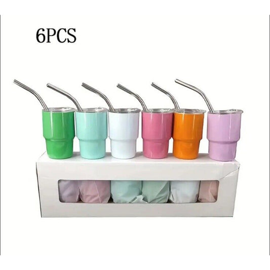 🔥Full Set 6pc Stainless Steel Mini Tumblers 3oz HTF Hot BNWT🔥