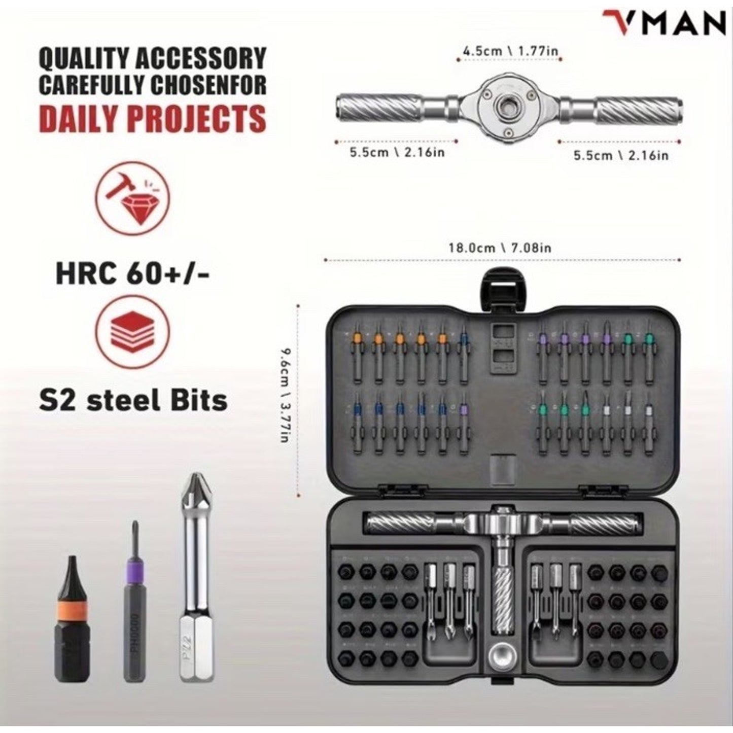 🔥VMAN 66 in 1 Multifunction Ratchet Screwdriver Set Magnetic Bits BNIB🔥