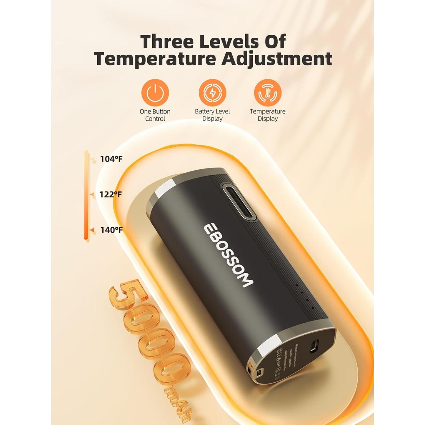 🔥3 In 1 Electric Hand Warmer 5000Mah Power Bank Flashlight Rechargeable NWT💥