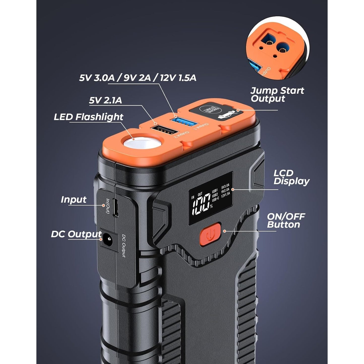 🔥 2500A Jump Starter Battery Pack 10.0L Gas/8.0L Diesel Engines BNWT🔥