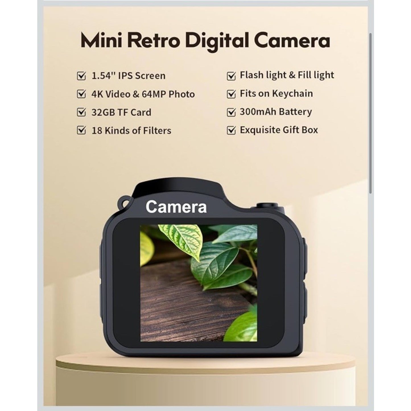 🔥FLATIC Mini Keychain Camera –4K Digital Tiny Camera with 32GB Card BNWT🔥