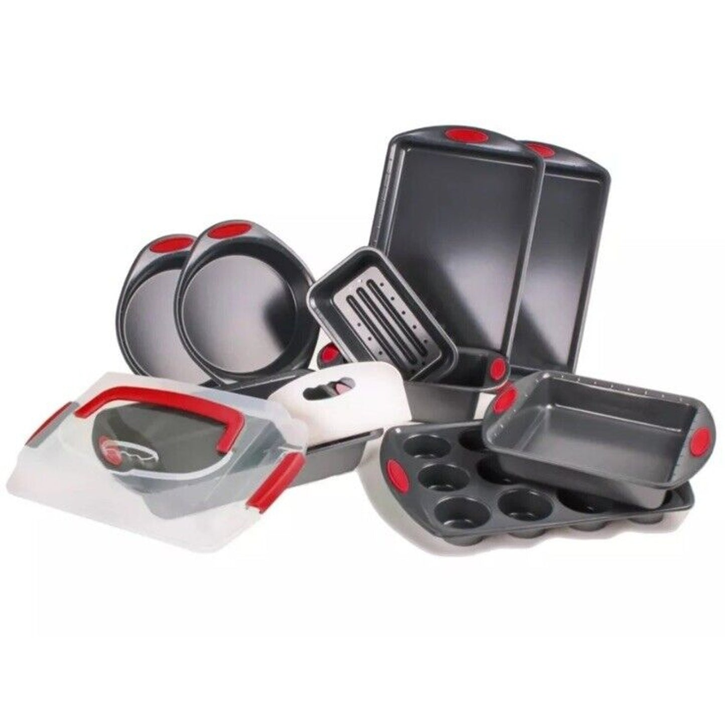 🔥BergHOFF 11Pc Perfect Slice Bakeware Set Grey & Red Pans BNWT💥