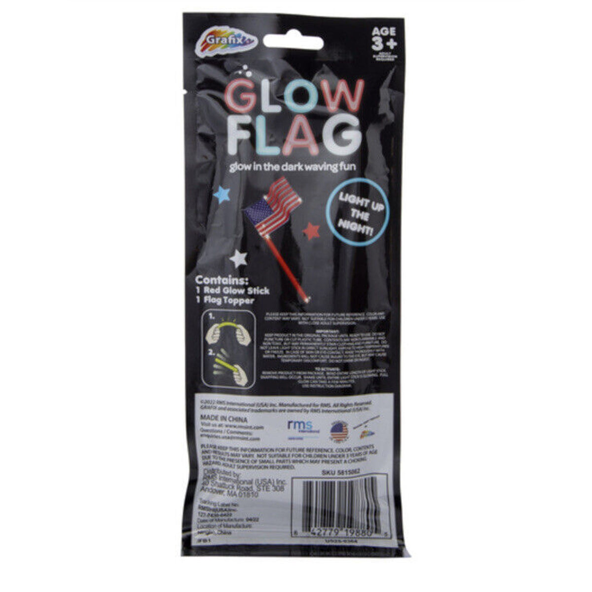 🔥Glow Stick 4th of July American USA Flag Party Favors 3-Pack (Red) BNIP🔥