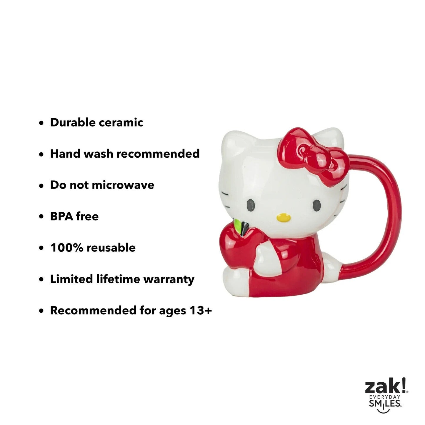 🔥Zak Designs Hello Kitty Sculpted Mug BNWT💥