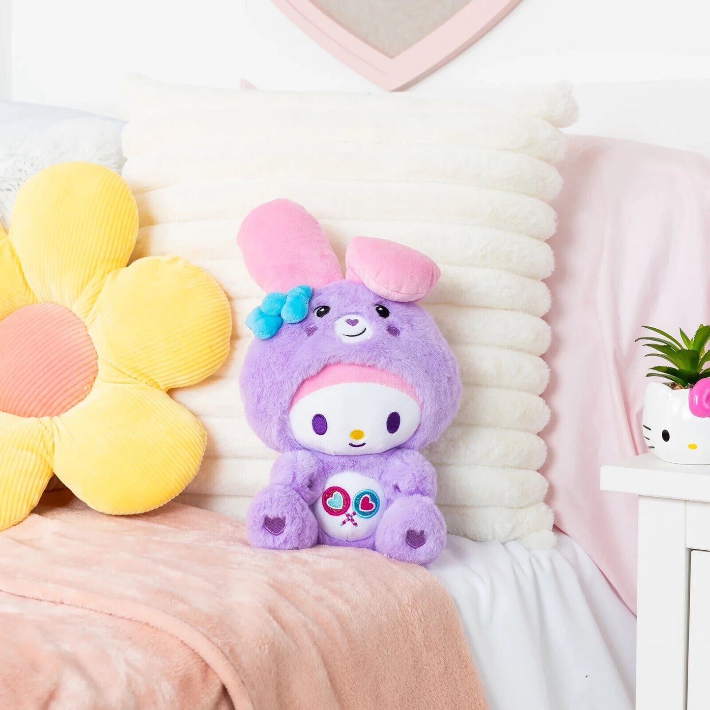 🔥Care Bears x Hello Kitty My Melody as Share Bear 10" Collectible Plush BNWT💥