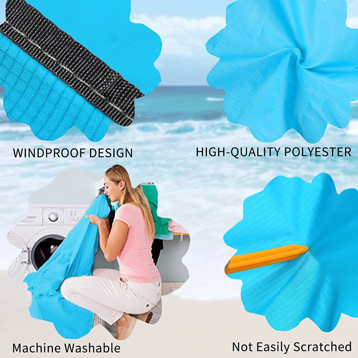 🔥Beach Blanket 83”x79” Sandproof Beach Mat, Waterproof Sand Free Picnic NWT🔥