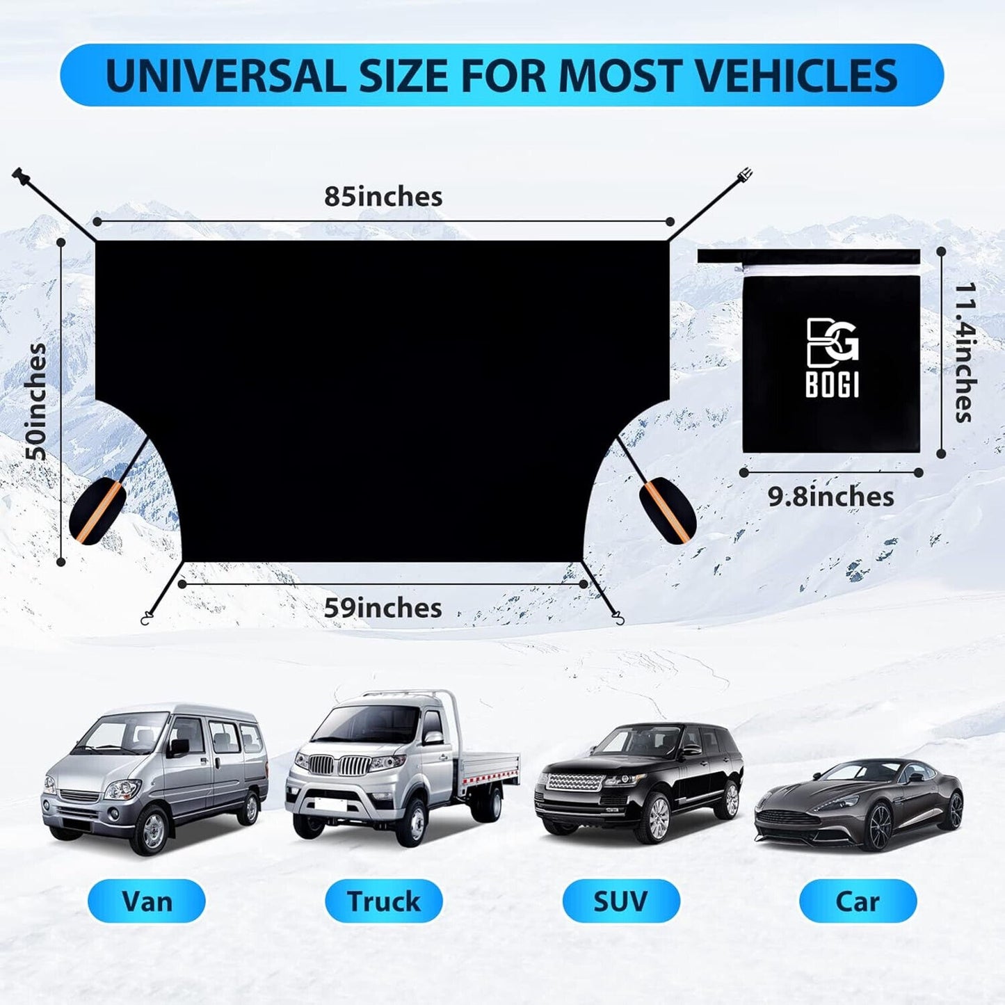 🔥Magnetic Waterproof Windshield Snow/Ice Cover with Mirror Covers 80x50 BNWT💥