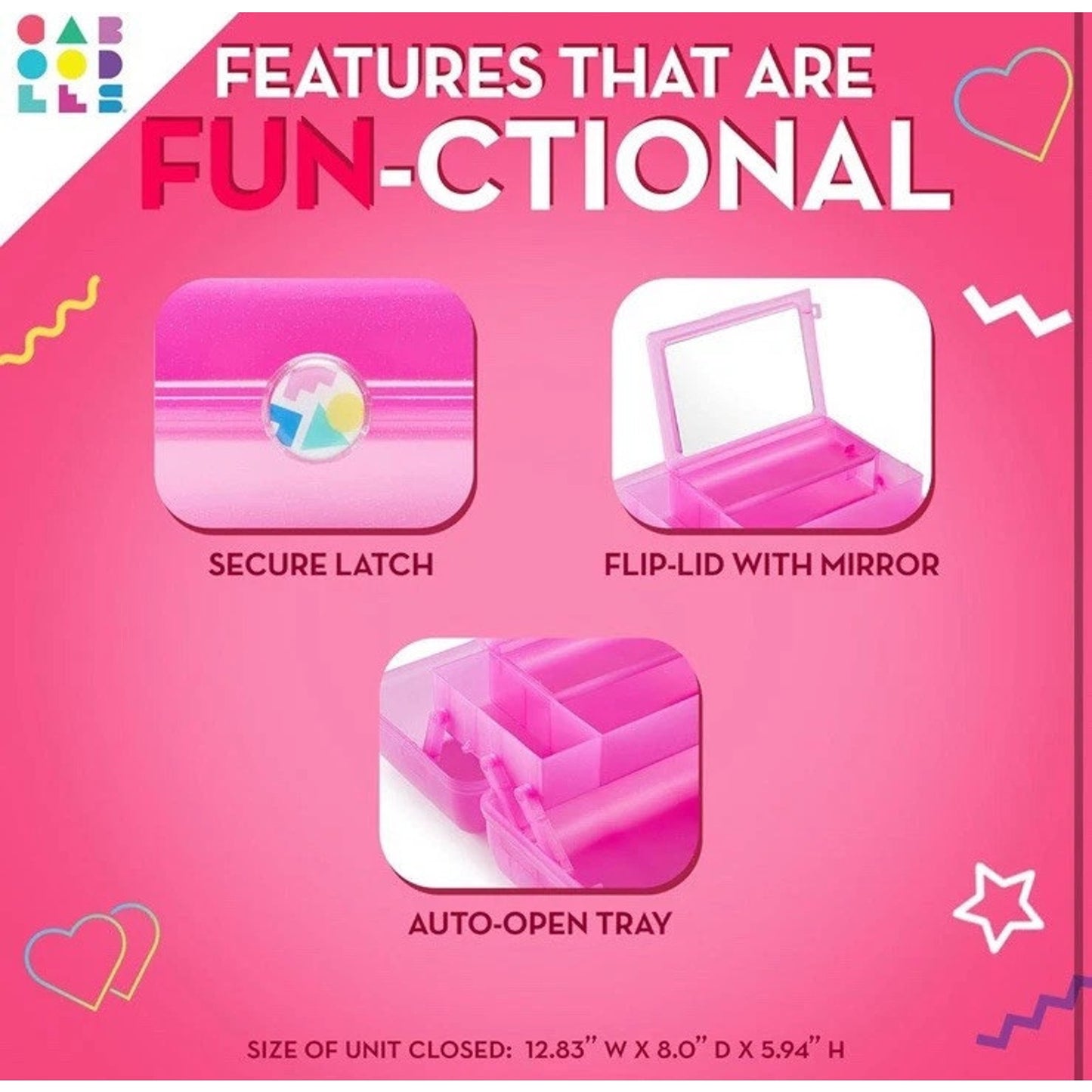 🔥Caboodles On-The-Go Girl Storage Makeup Bag Box - Pink Sparkle Clear Handle🔥