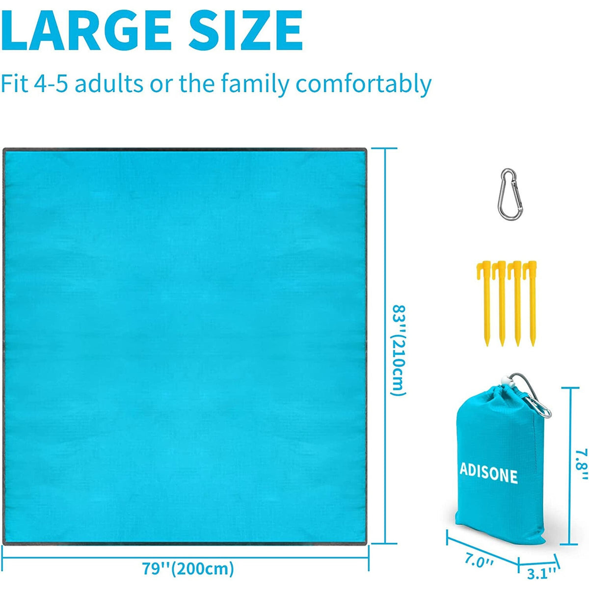 🔥Beach Blanket 83”x79” Sandproof Beach Mat, Waterproof Sand Free Picnic NWT🔥