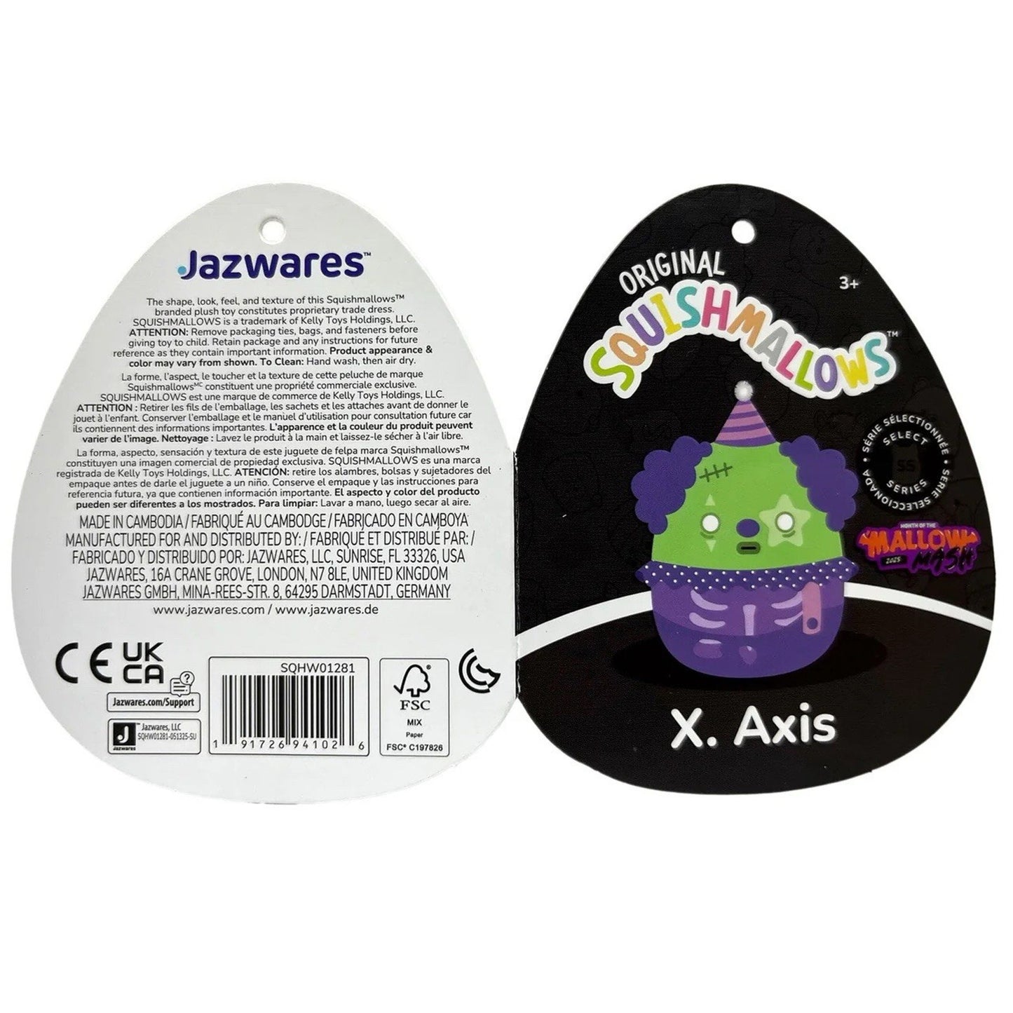 🔥SQUISHMALLOW 12-Inch Select Series X. Axis The Zombie Clown BNWT🔥