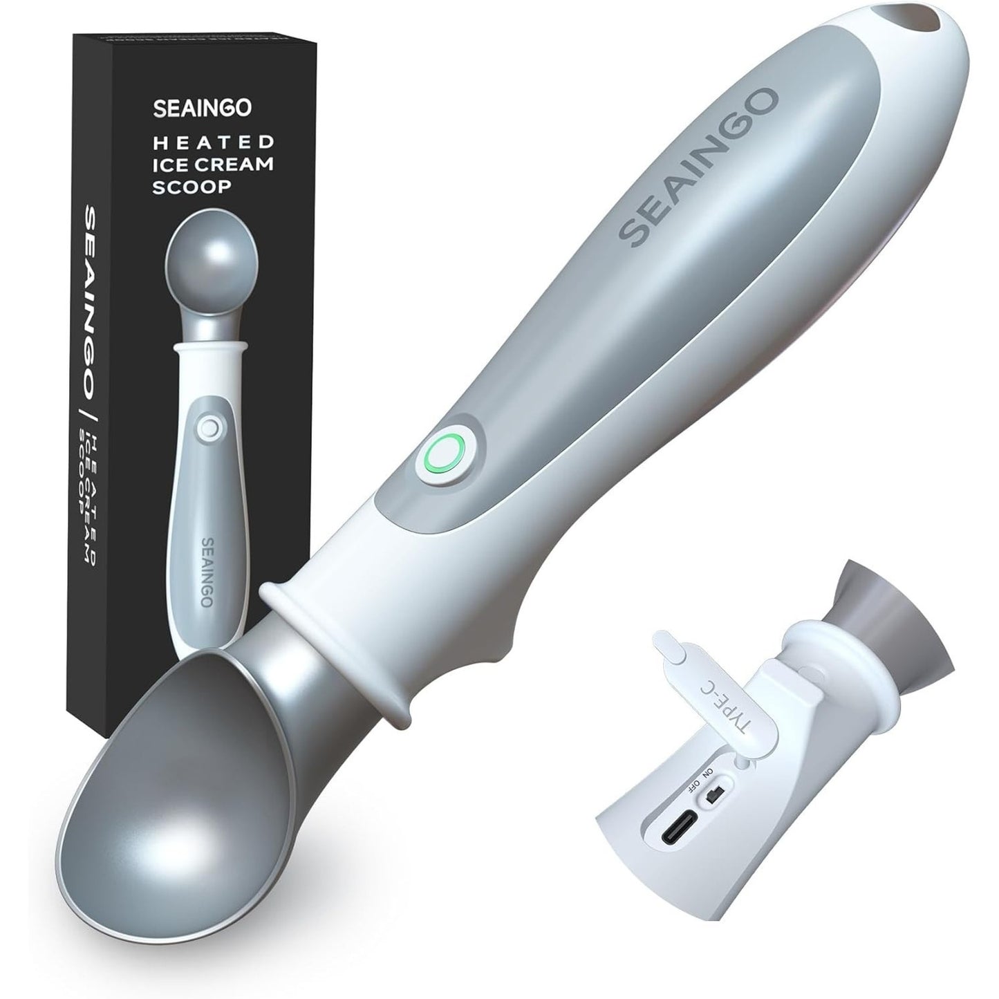 🔥SEAINGO Heated Ice Cream Scoop Ceramic-Coated USB-C Ergonomic Handle BNWT🔥