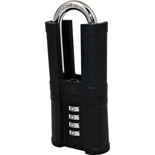 FJM Security SX-876 4-Dial Shrouded Combination Padlock Long Shackle Blk BNWT