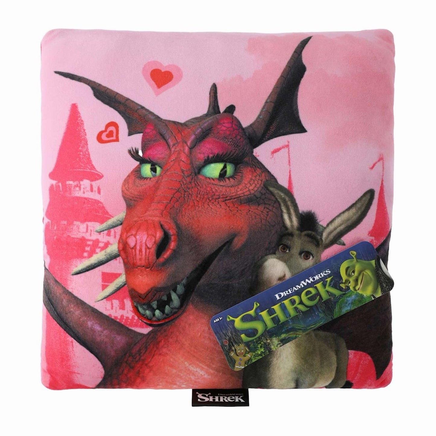 🔥 Valentine Shrek Pink Travel Pillow 12”x12” Donkey BNWT🔥