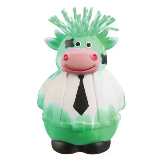 🔥Ja-Ru Irre-Squish-Tible! 4" Corporate Cow Squeeze Toy GREEN/WHITE BNWT🔥
