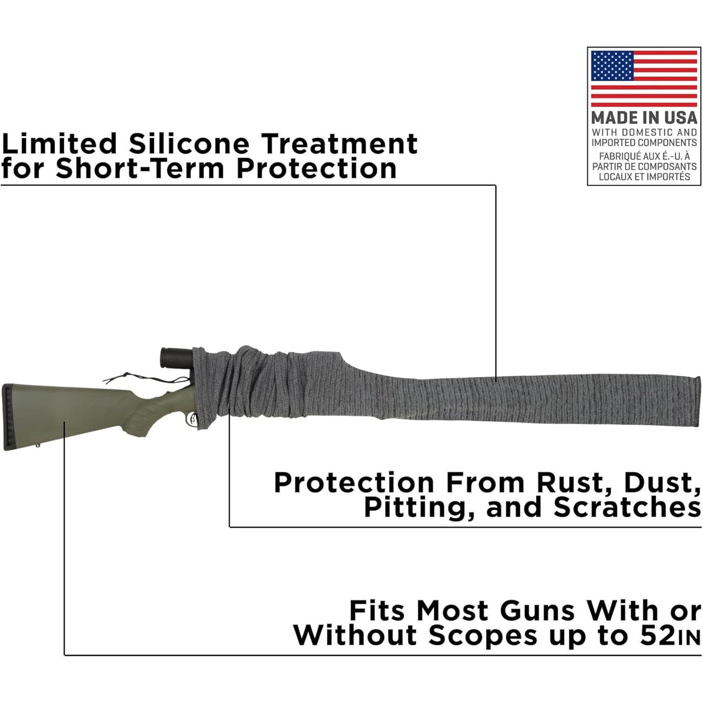 🔥Allen Knit Gun Sock 3 PK for Rifle/Shotguns w/ or w/o Scope 52" Gray BNWT🔥