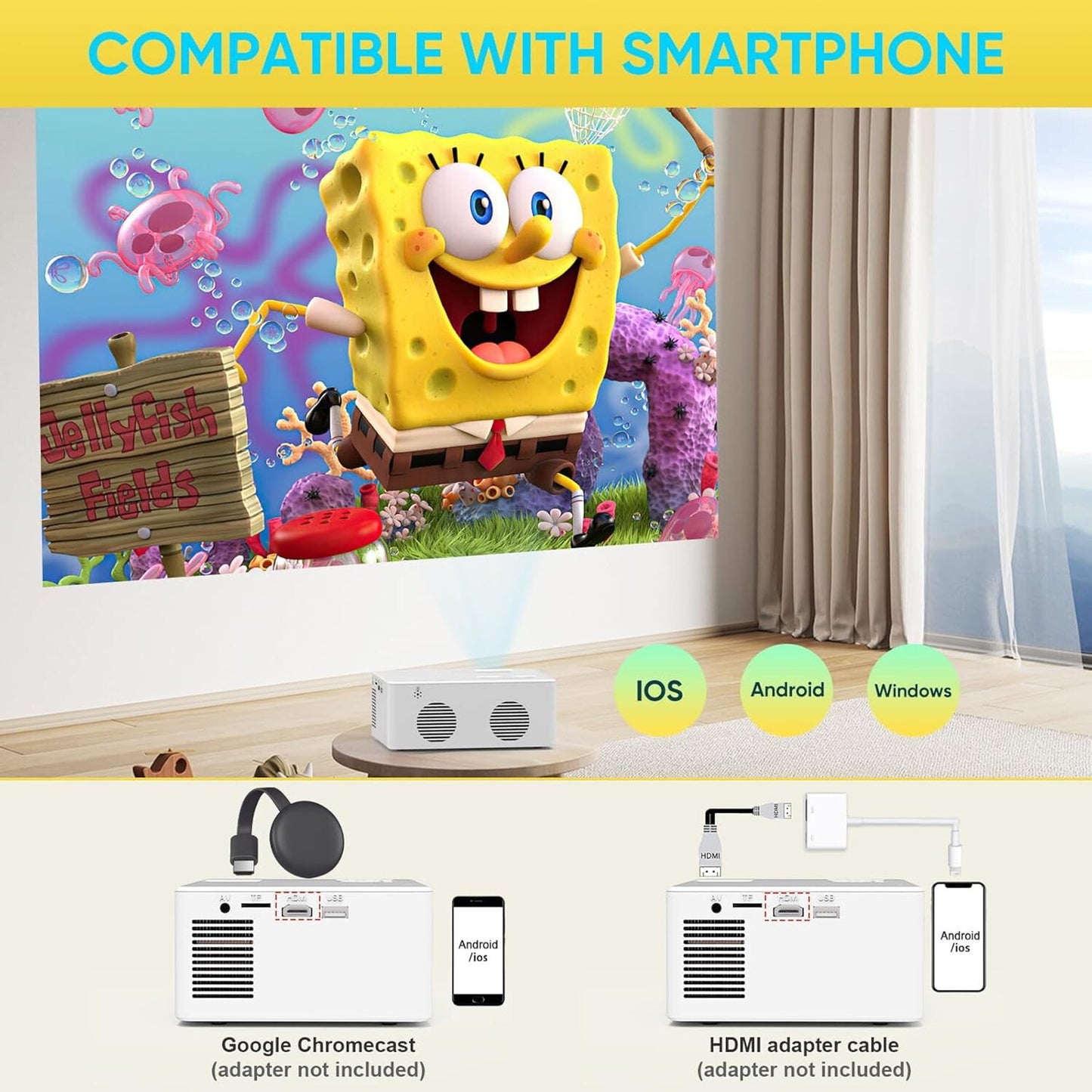 🔥Mini Bluetooth Portable Movie Projector Full HD 1080P Supported BNWT🔥