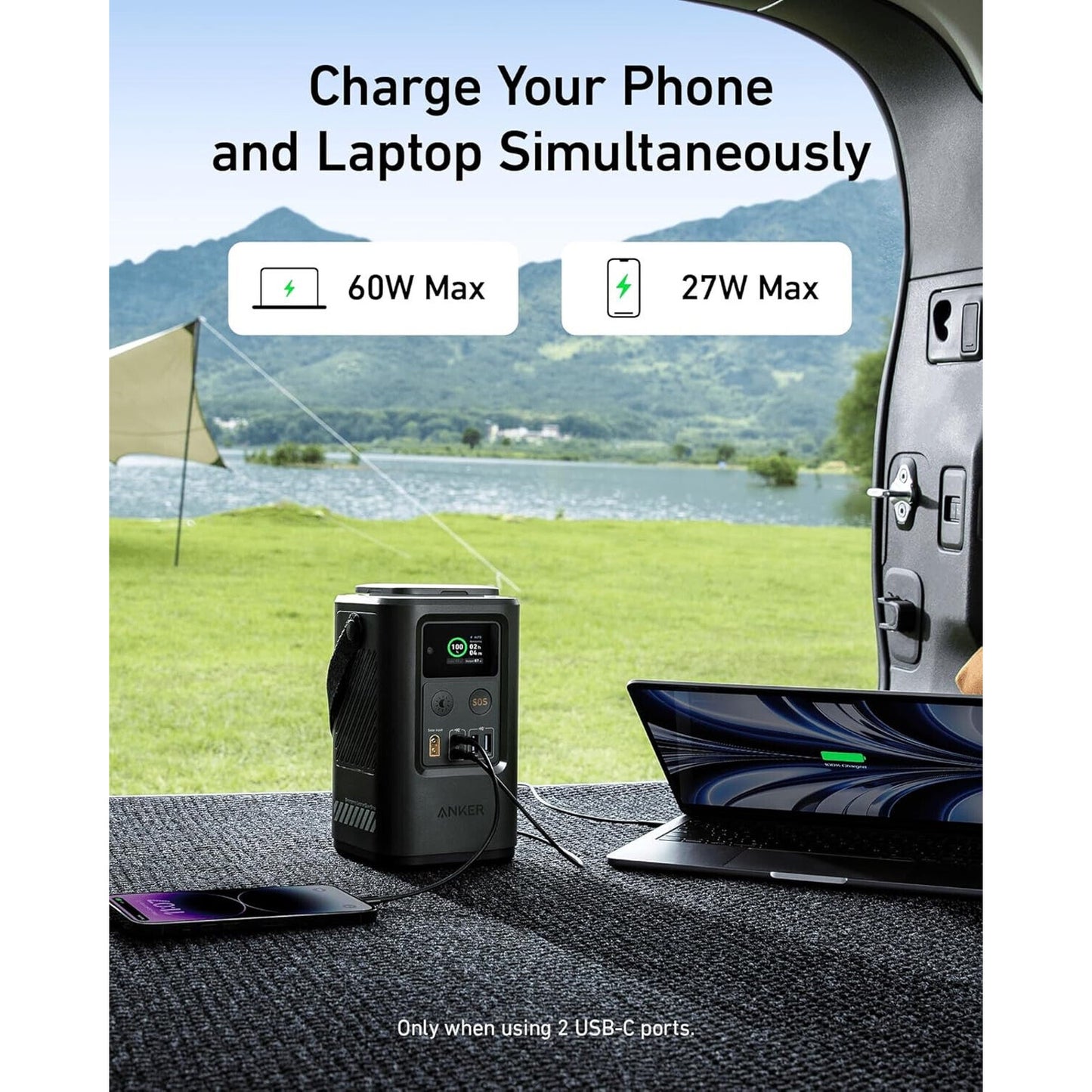 🔥Anker 192Wh Power Bank 60000mAh Charger Battery Emergency LED Lamp 60W🔥