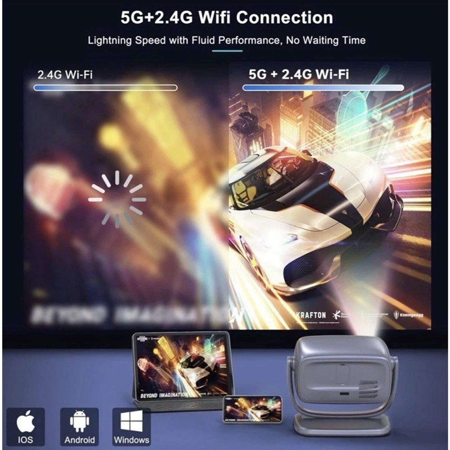 🔥Smart TV 4K Projector WiFi & Bluetooth Portable Outdoor Auto Focus BNIB🔥