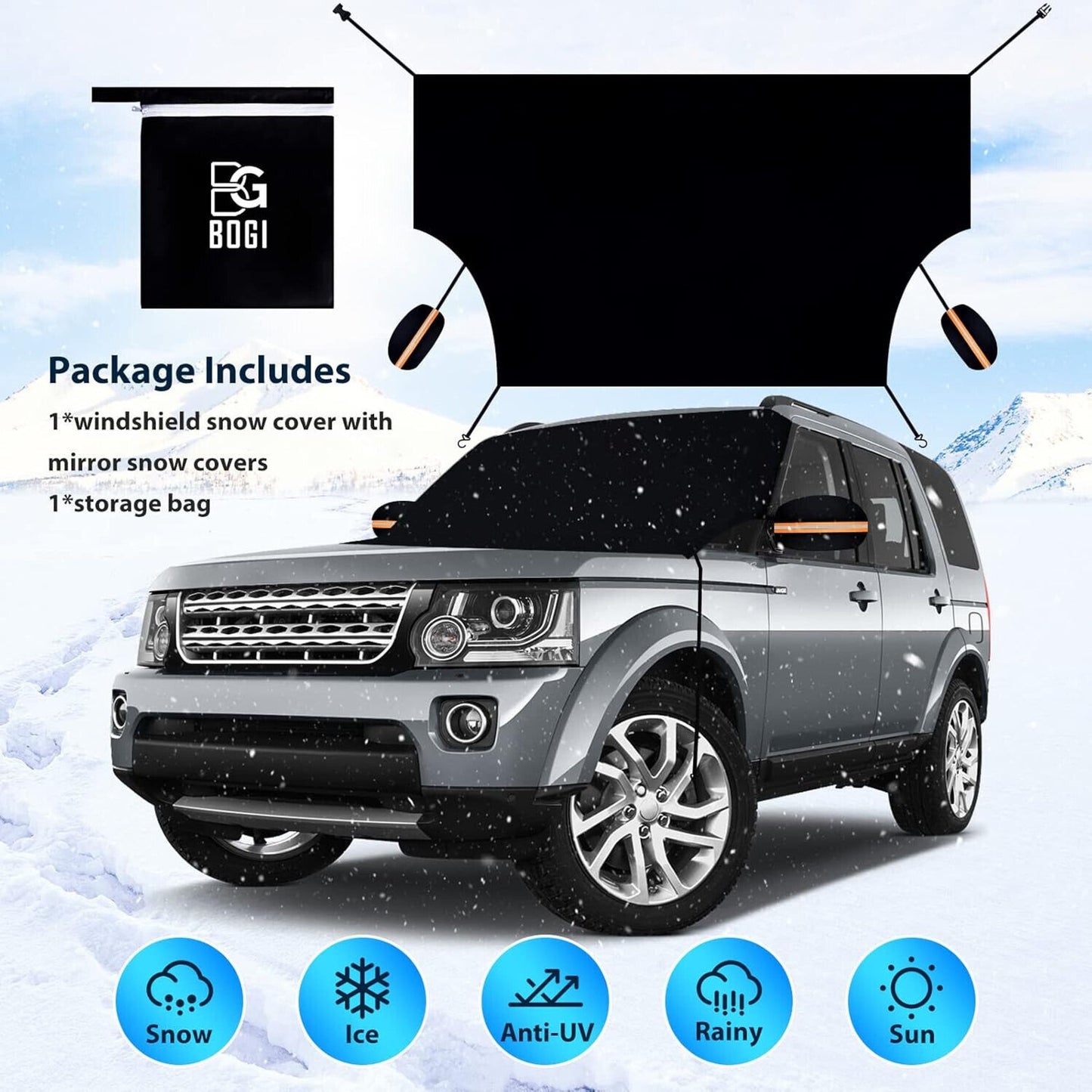 🔥Magnetic Waterproof Windshield Snow/Ice Cover with Mirror Covers 80x50 BNWT💥