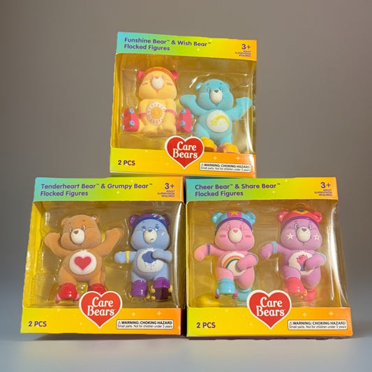 🔥Care Bears Roller Skating Flocked Mini Figures Set of 6 BNWT🔥