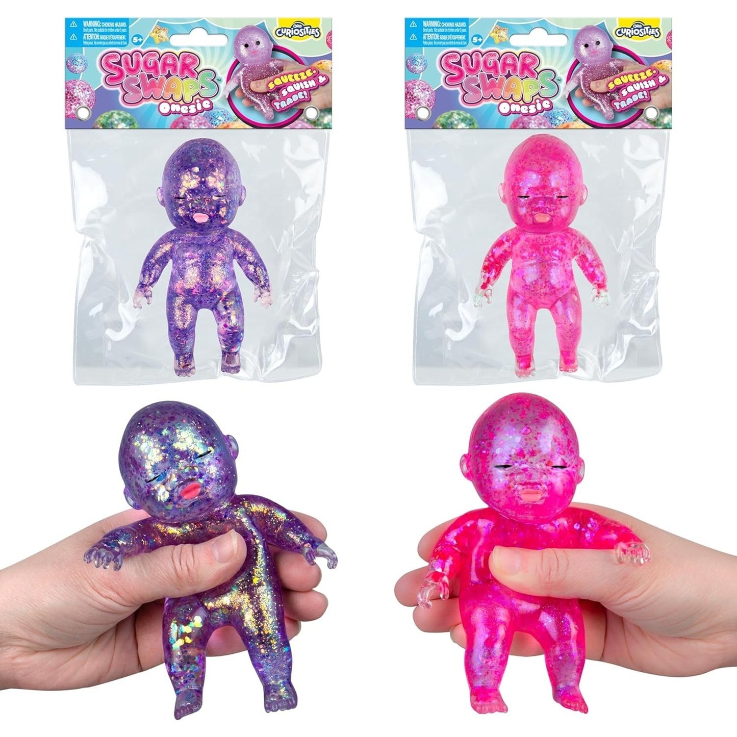 🔥ORB Sugar Swaps Jumbo Baby Squishies Pink and Purple 2 PK Big Sparkly BNWT🔥