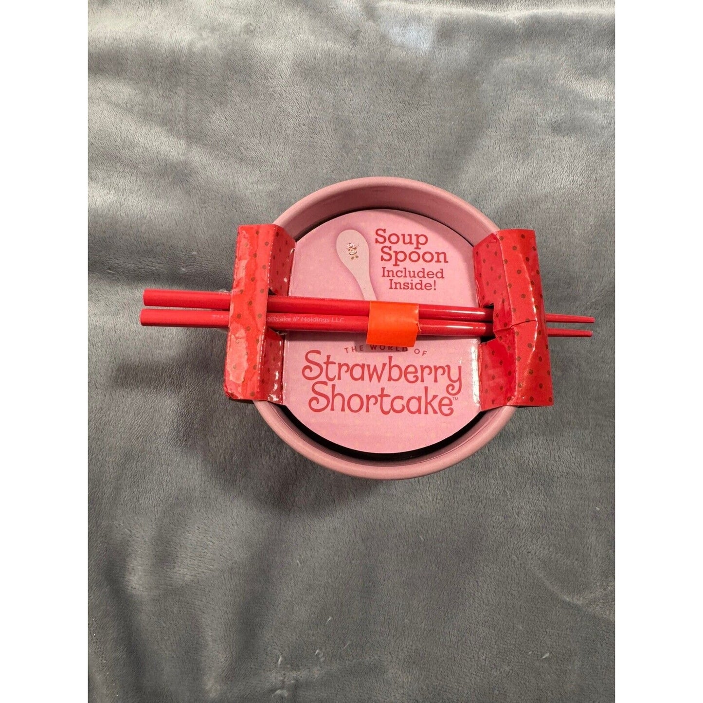 🔥Strawberry Shortcake Pink Ramen Noodle Bowl with a Spoon and Chopsticks BNWT🔥
