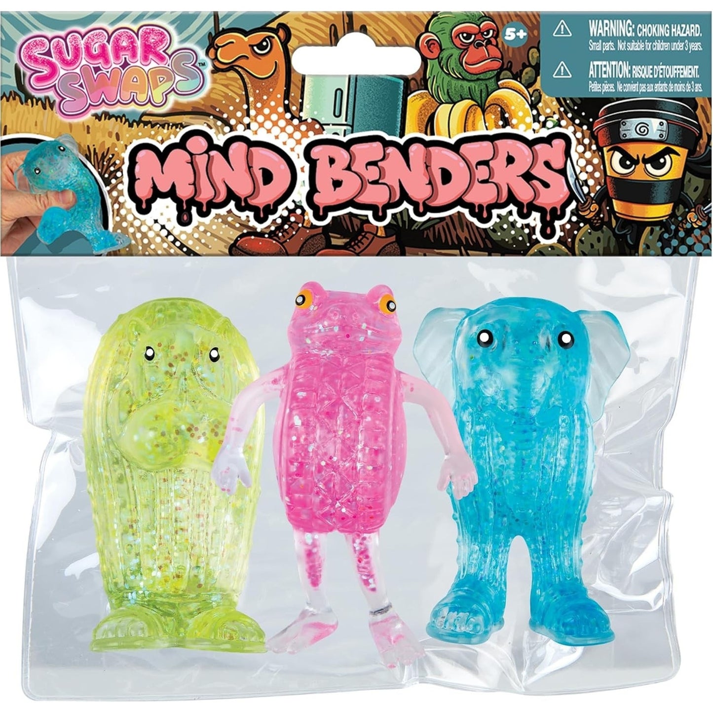 🔥ORB Sugar Swaps Mind Benders 3 Pk Glitter Squishies Yellow Blue Pink BNWT🔥