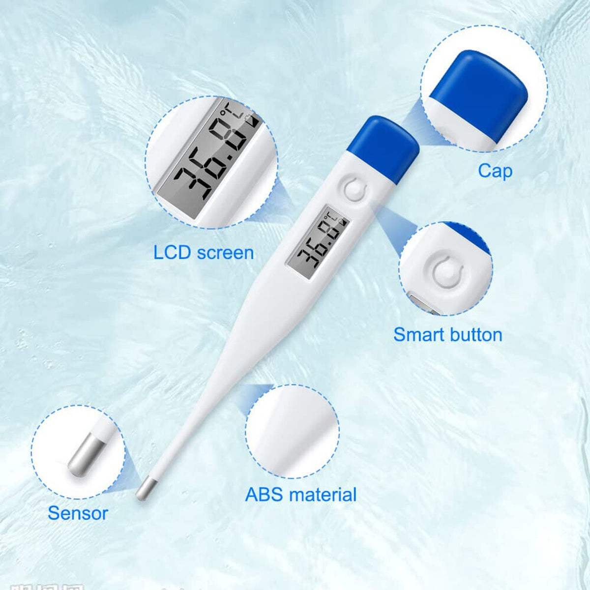 🔥Berrcom Digital Thermometer for Adults and Kids Oral DT-007 White & Blue NWT🔥