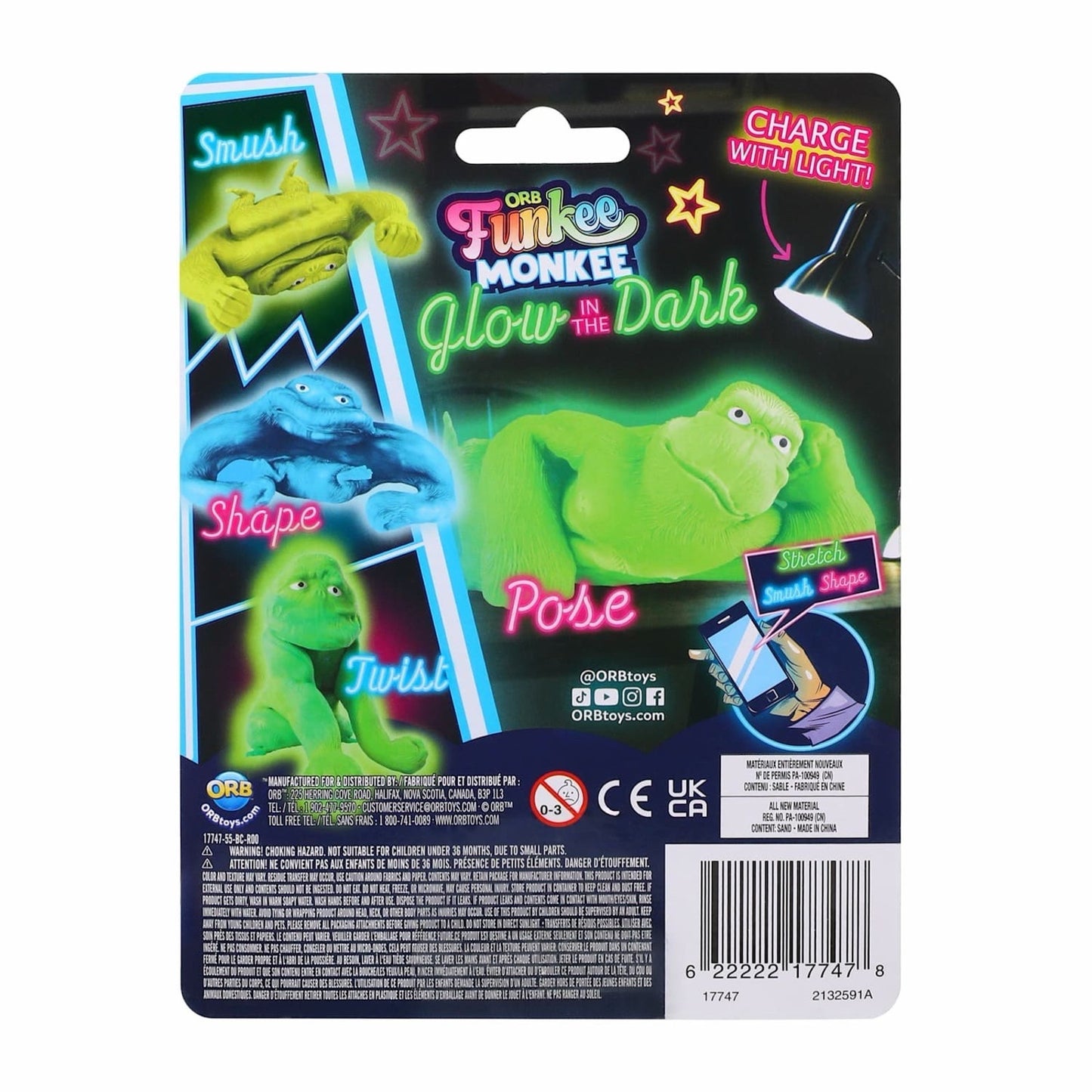 🔥ORB Original 4" Glow in The Dark Funkee Monkee - Blue BNWT🔥