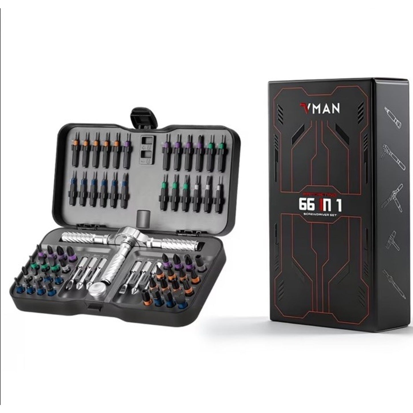🔥VMAN 66 in 1 Multifunction Ratchet Screwdriver Set Magnetic Bits BNIB🔥