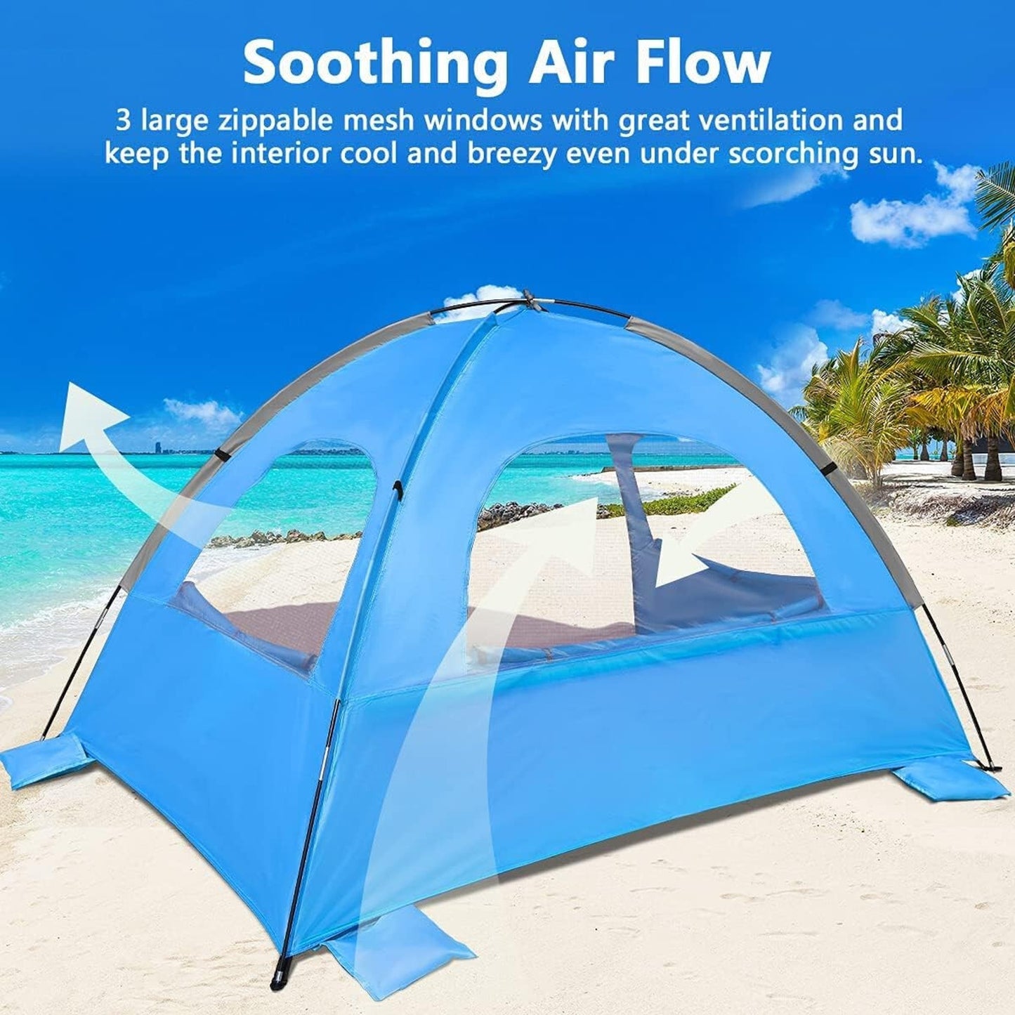 🔥NXONE Beach Tent Sun Shade Shelter for 2-3 People with UV Protection Blue NWT