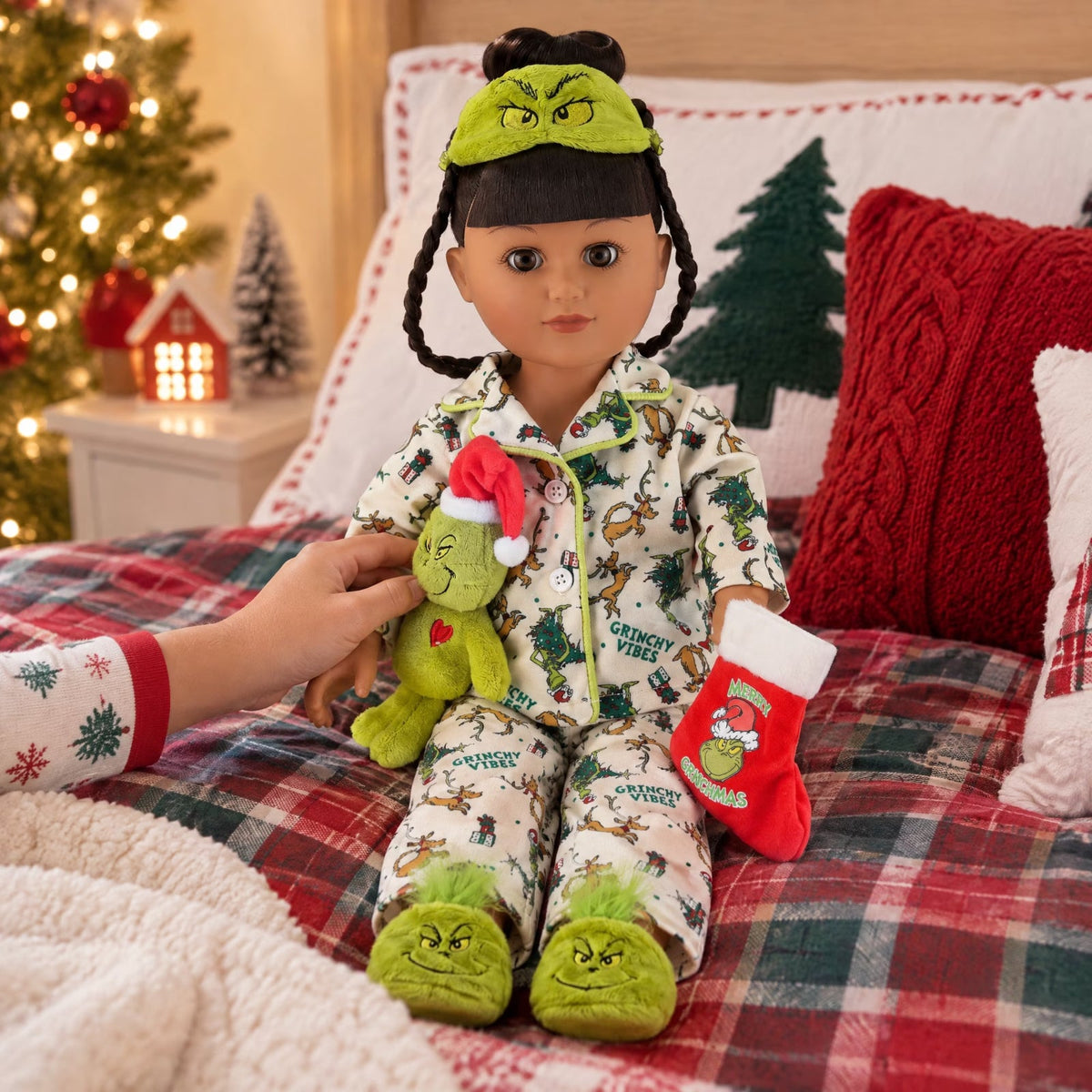 🔥My Life As Poseable Grinch Sleepover 18in Doll Brunette +Brown Eyes BNWT🔥