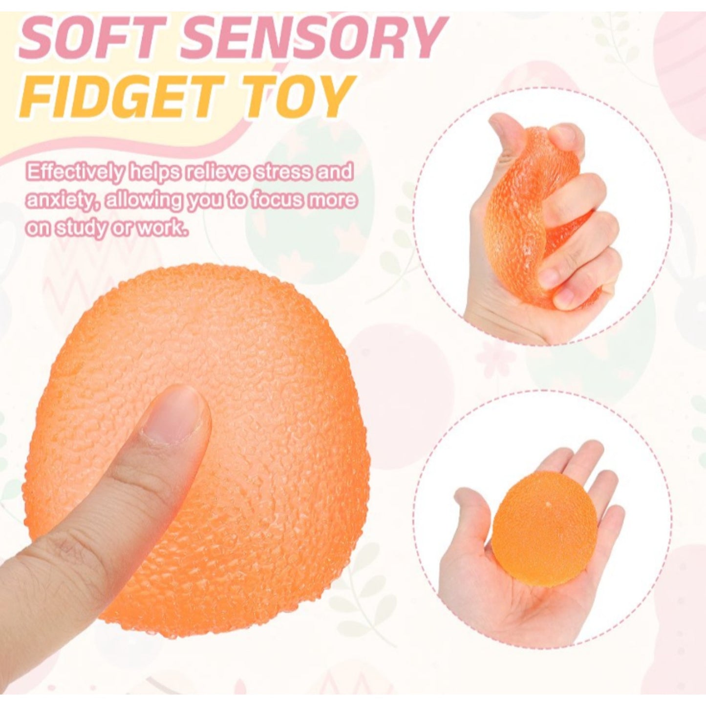 🔥Squishy Viral Gumdrop Candy Textured 2” Sugar Ball Purple/Orange 2 Pack BNWT🔥