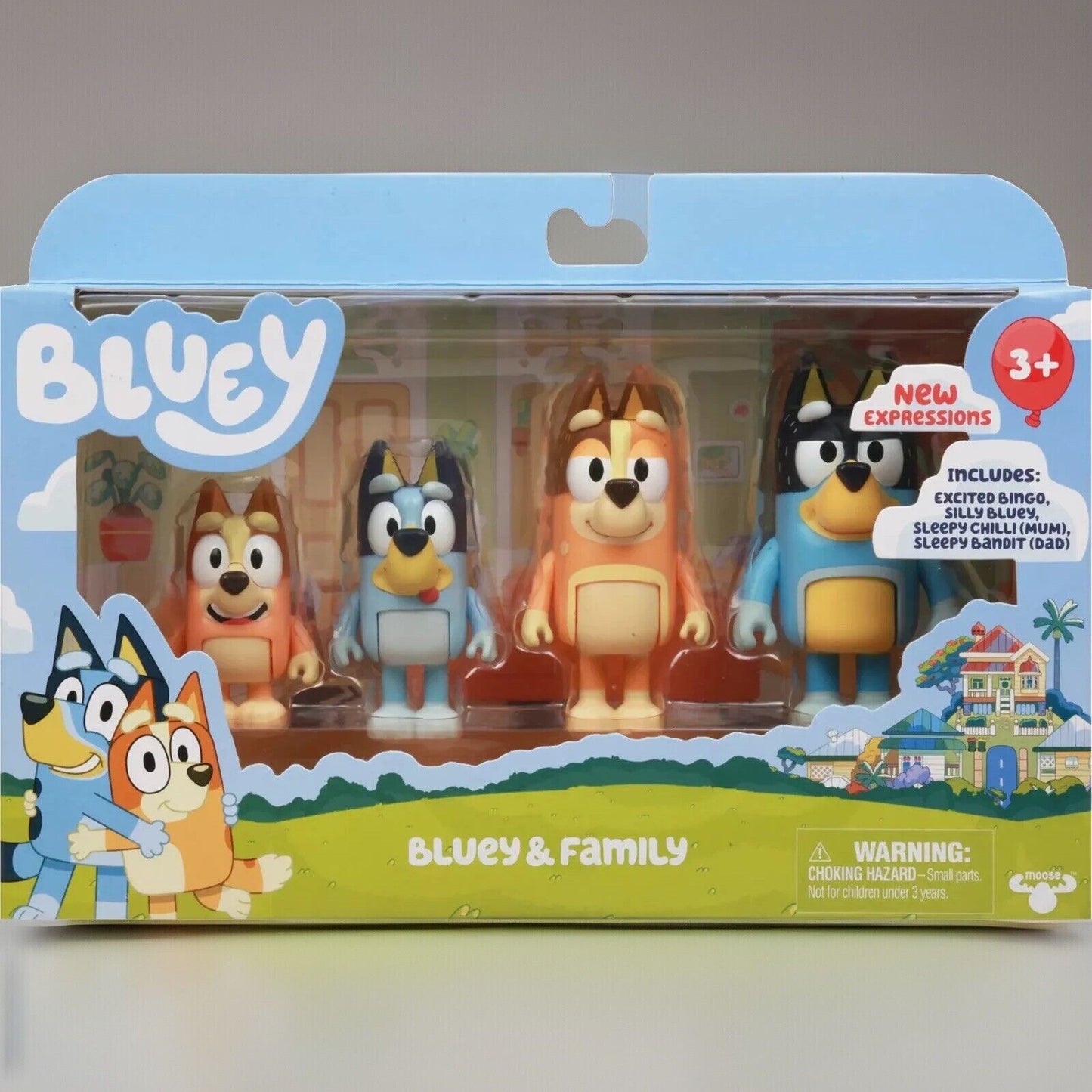 🔥Bluey Family New Expression Figure 4-Pack Mum Dad Bingo Bluey SET NWT💥
