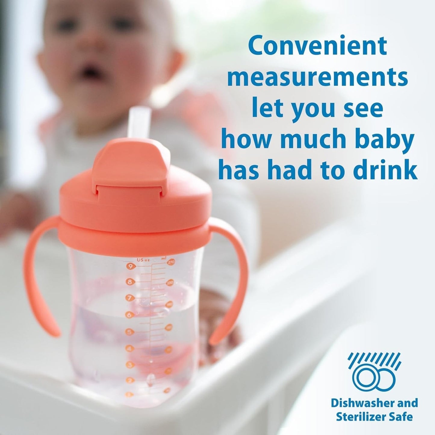 🔥Dr. Brown's Milestones Baby's First Sippy Cup w Straw 9oz 2pk Coral/Olive🔥