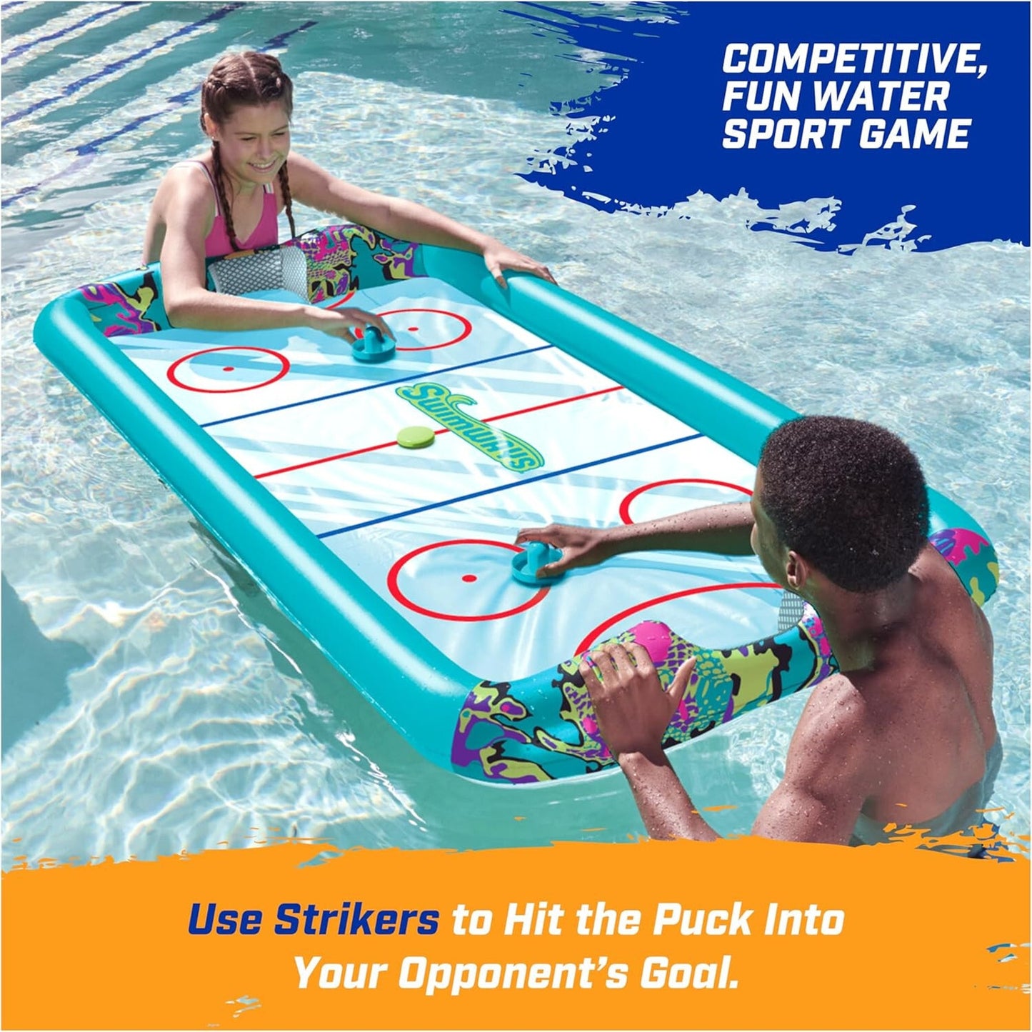 🔥SwimWays Hydro Hockey Inflatable Water Floating Table Hockey Set BNWT🔥