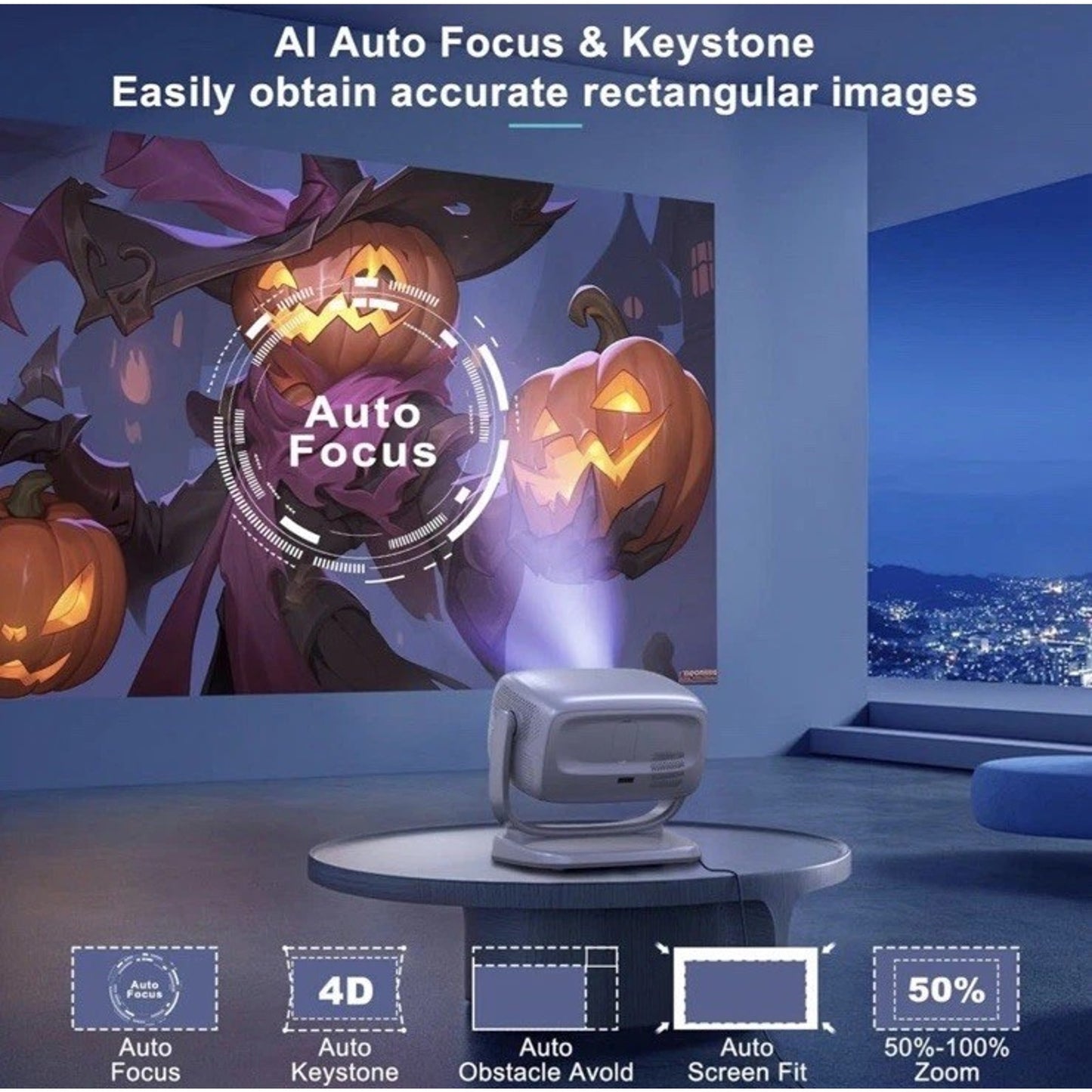 🔥Smart TV 4K Projector WiFi & Bluetooth Portable Outdoor Auto Focus BNIB🔥