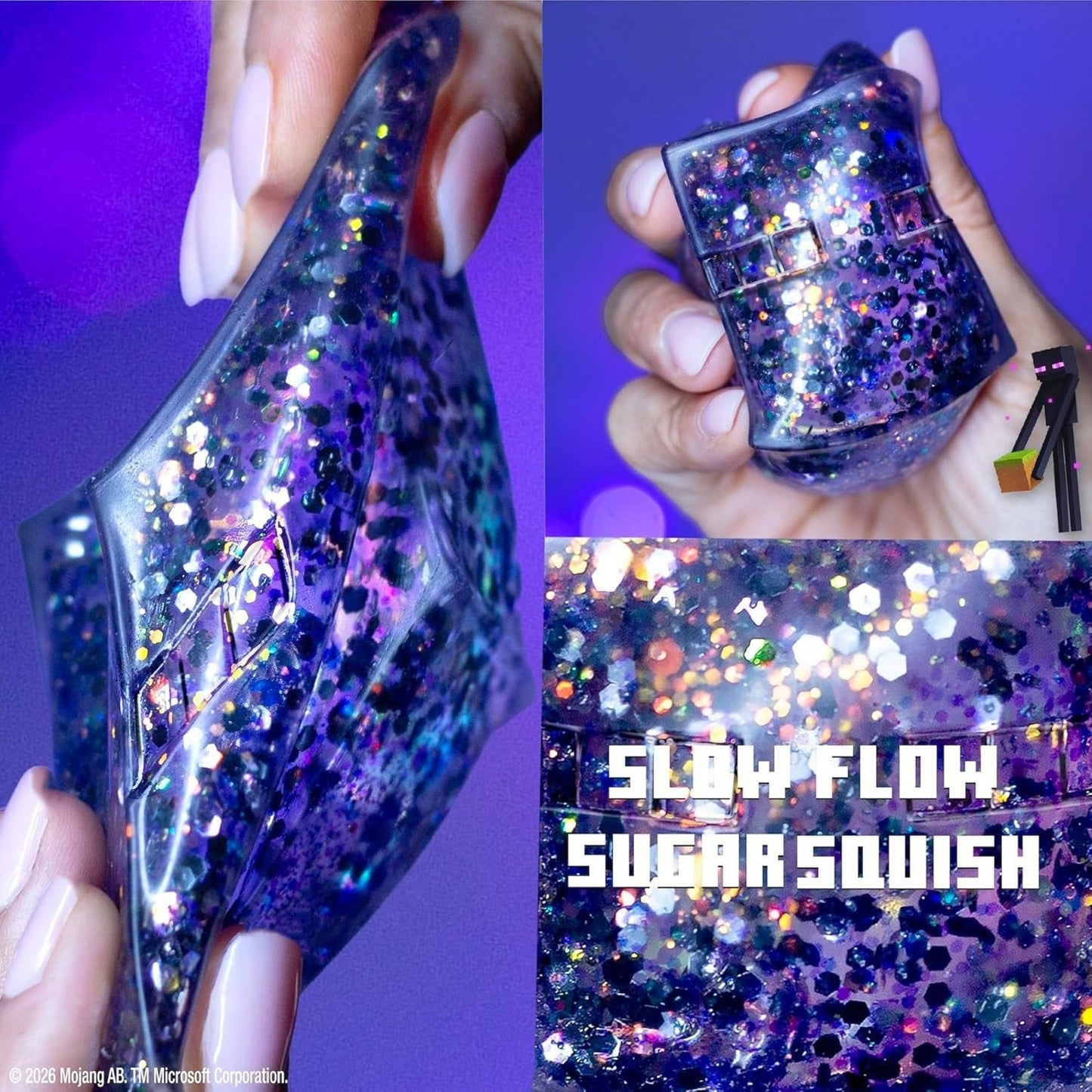🔥MineCraft Enderman SLIMYGLOOP Gelli Gels Glitter Slow Small Purple BNWT🔥