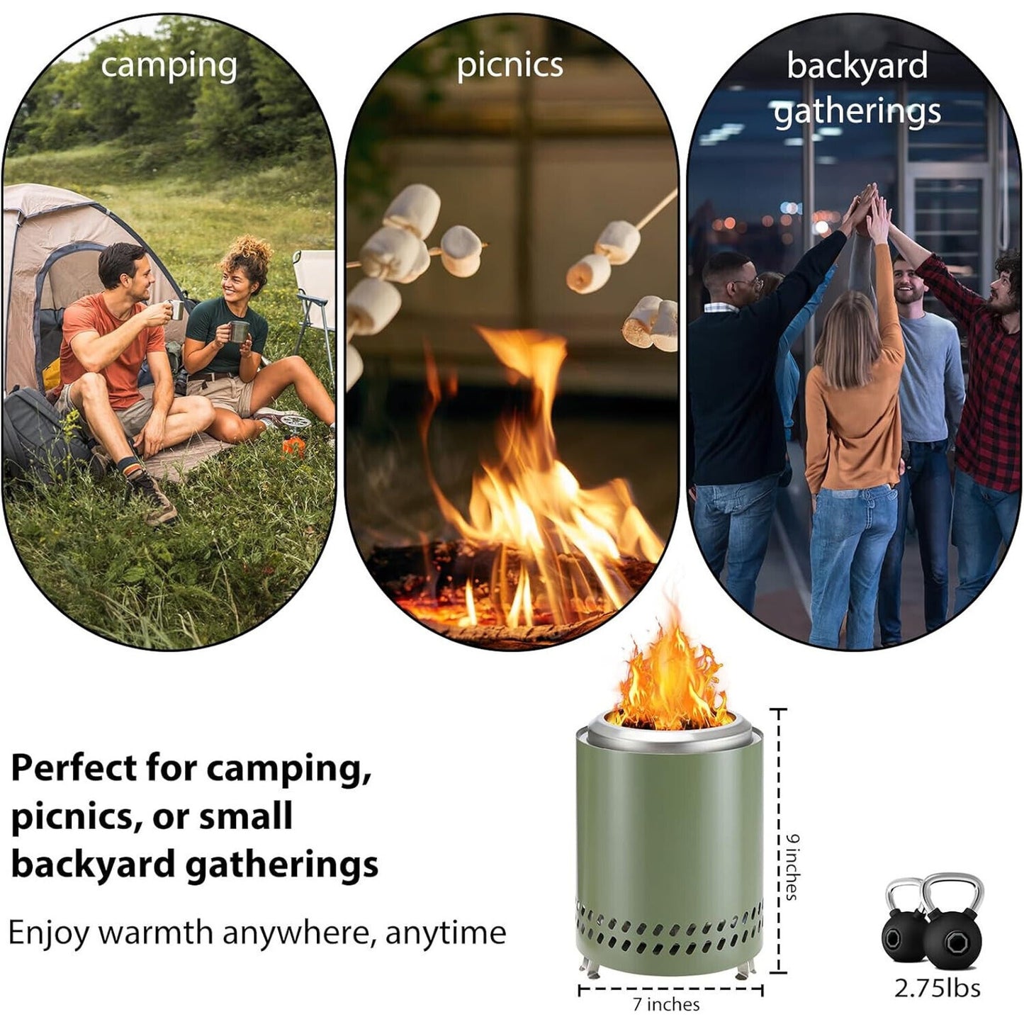 🔥OLIXIS 7" Solo Stove Small Wood Burning or Pellet Stove Tabletop Fire Pit🔥
