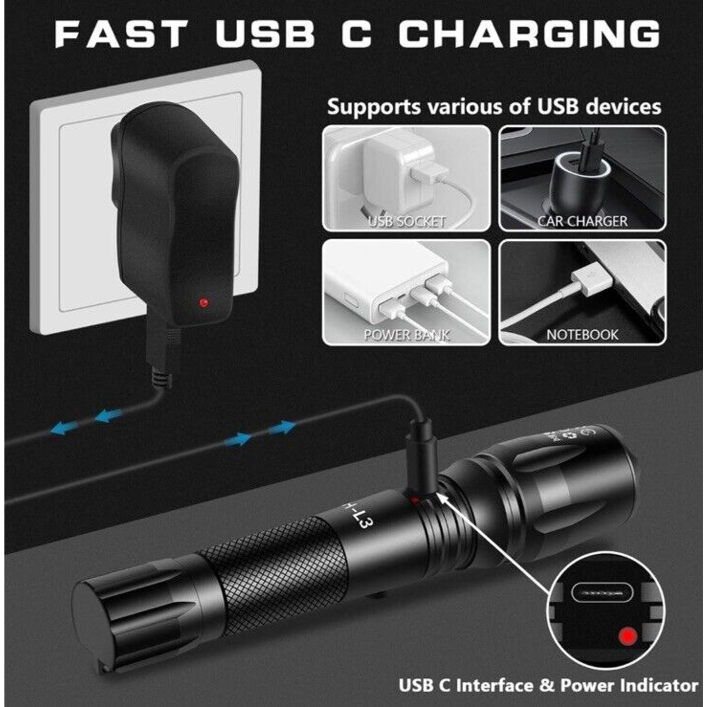 🔥PHIXTON Flashlights Rechargeable LED Powerful 5000 Lumen BNWT🔥